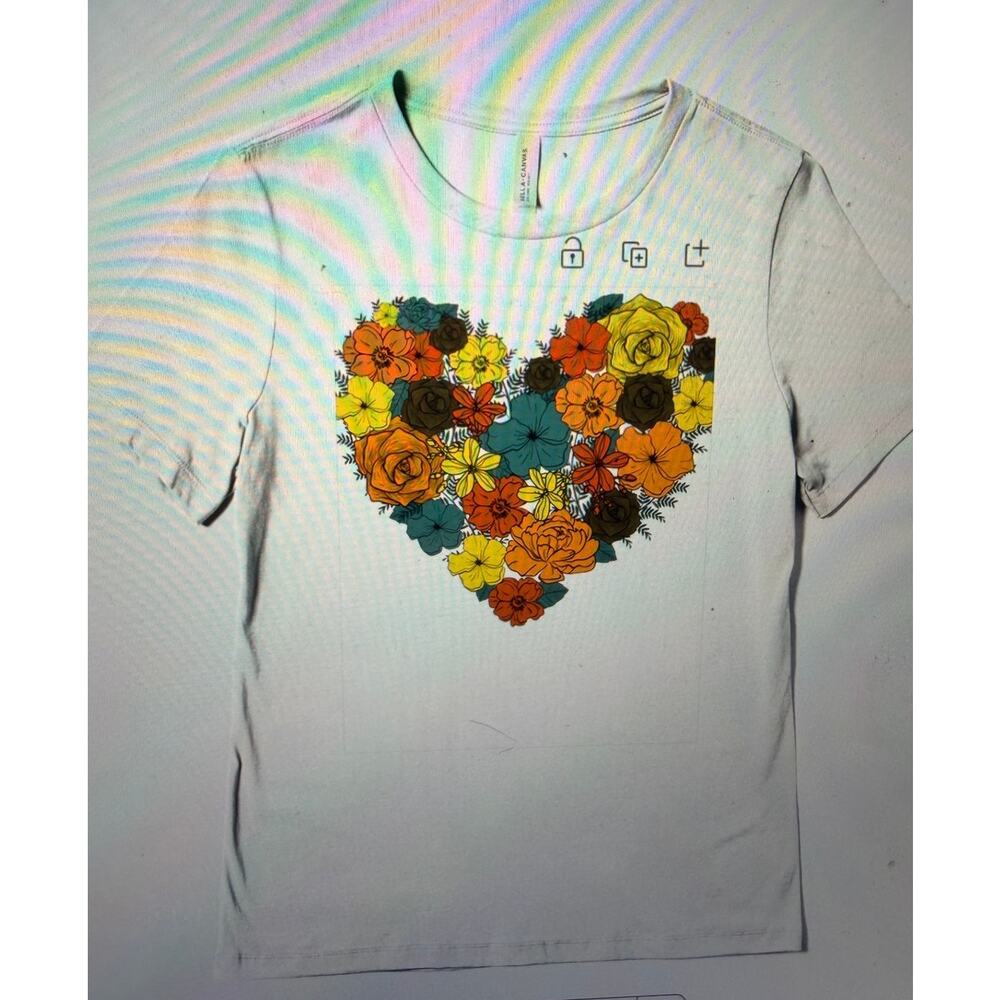 Handmade Ready to Order Floral Heart Tee shirt  Black/White